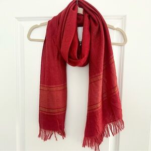 Red & Gold Scarf With Fringe